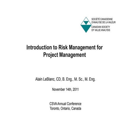 Introduction to risk management
