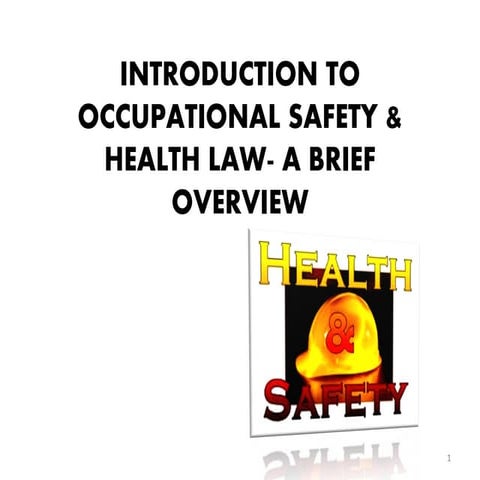 Introduction to safety & health law  a brief overview