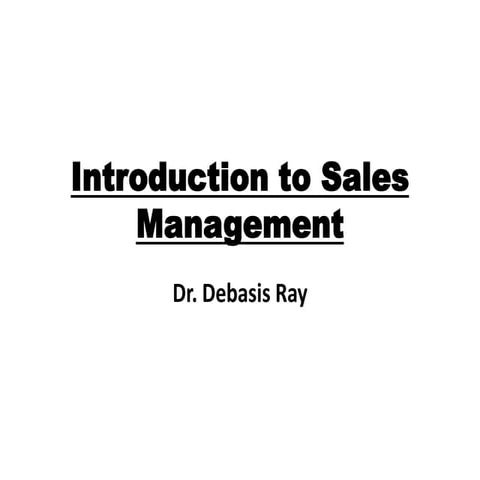 Introduction to sales management