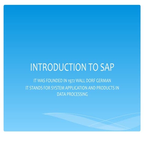 Introduction to sap