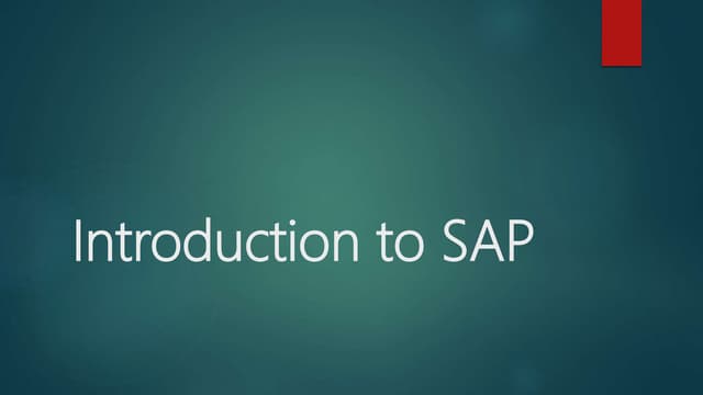 Introduction to sap