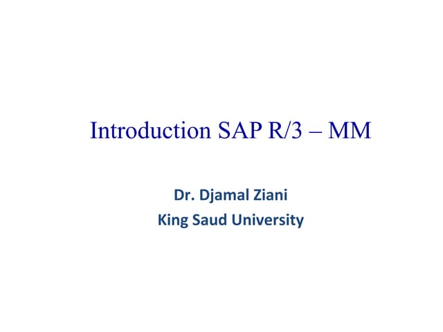 Introduction to sap r3 (mm)
