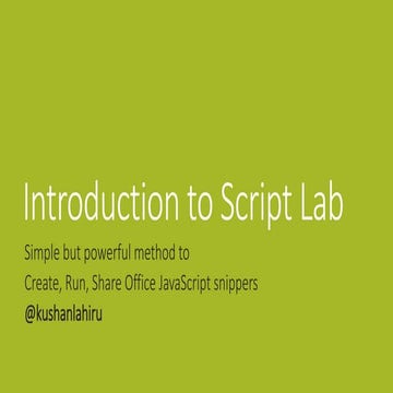 Introduction to script lab | PPT
