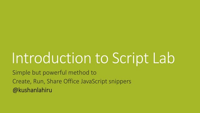 Introduction to script lab | PPT