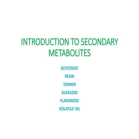 Introduction to secondary metabolites