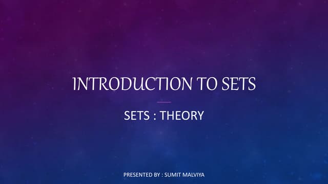 Introduction to Sets | PPSX