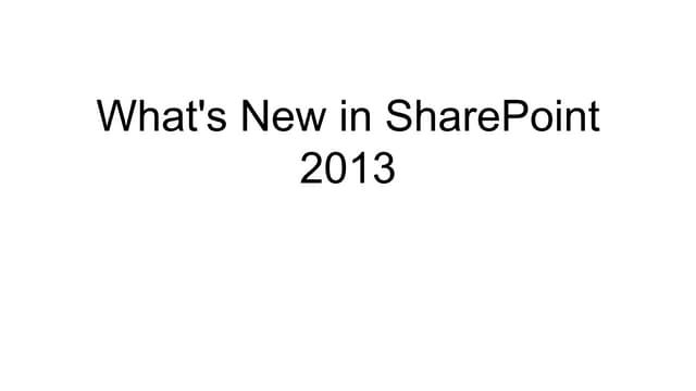 Introduction to SharePoint 2013