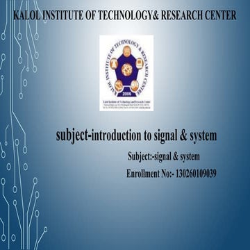 Introduction to signal &system 