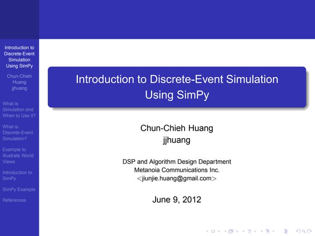 Introduction to Discrete-Event Simulation Using SimPy