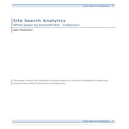 Introduction to site search analytics by SearchBroker