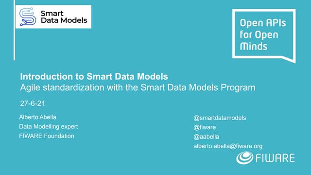 FIWARE Training: Introduction to Smart Data Models