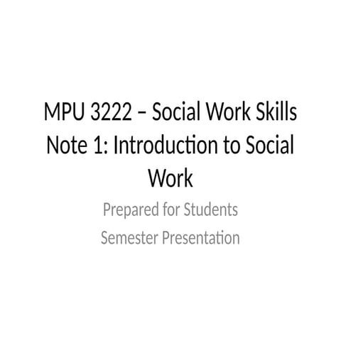 Introduction to Social Work Skills and social worker