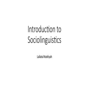 Introduction to Sociolinguistics in English language teaching