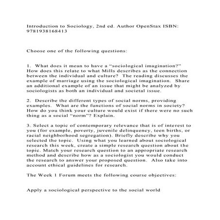 Introduction to Sociology, 2nd ed. Author OpenStax ISBN 97819381684.docx
