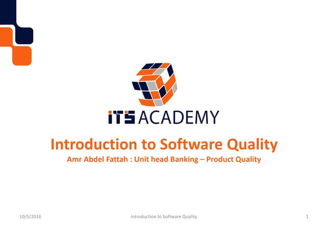 Introduction to Software Quality & its' Challenges