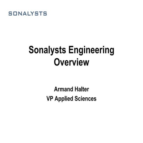 Introduction To Sonalysts Engineering