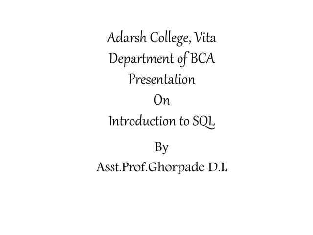Introduction to (sql)