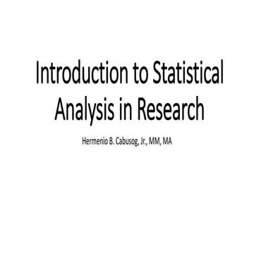 Introduction to Statistical Analysis in Research