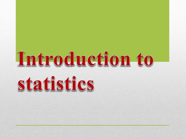 #1 Introduction to statistics