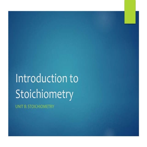 Introduction to stoichiometry