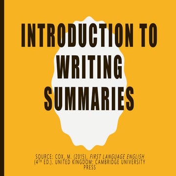 Introduction to summaries