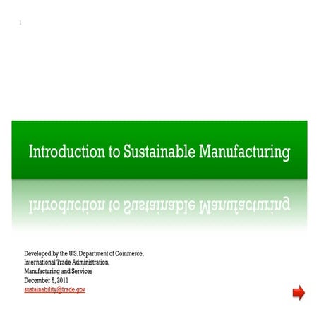 Introduction to Sustainable Manufacturing | PDF