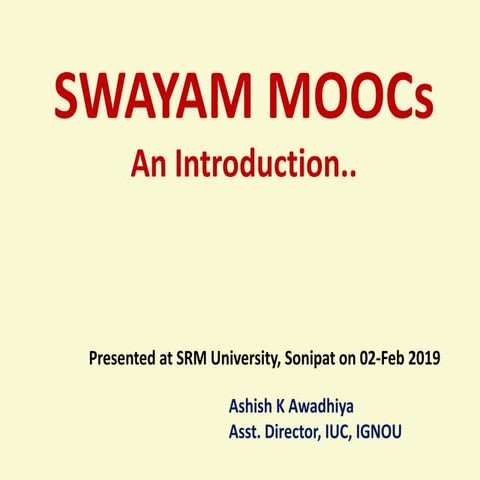 Introduction to SWAYAM MOOCs