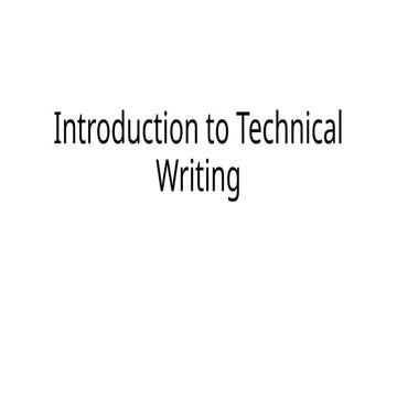 Introduction to Technical Writing overview