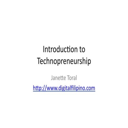 Introduction to Technopreneurship