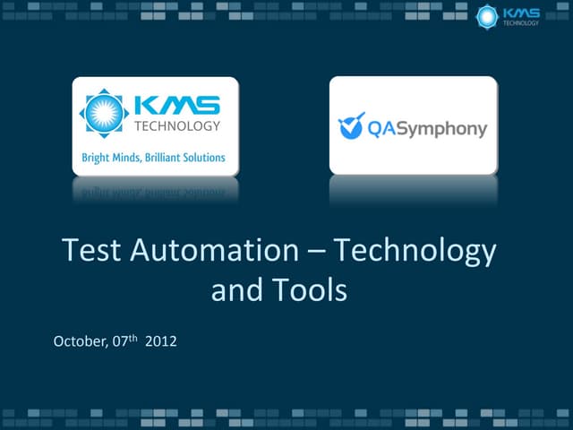 Introduction to Test Automation - Technology and Tools