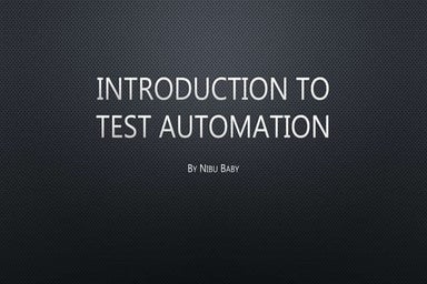 Introduction to test  automation
