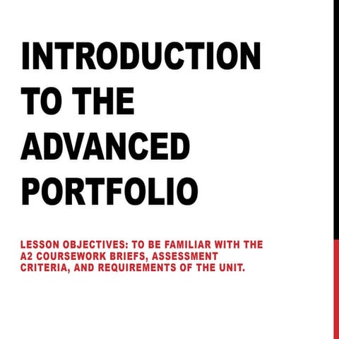 Introduction to the advanced portfolio a2