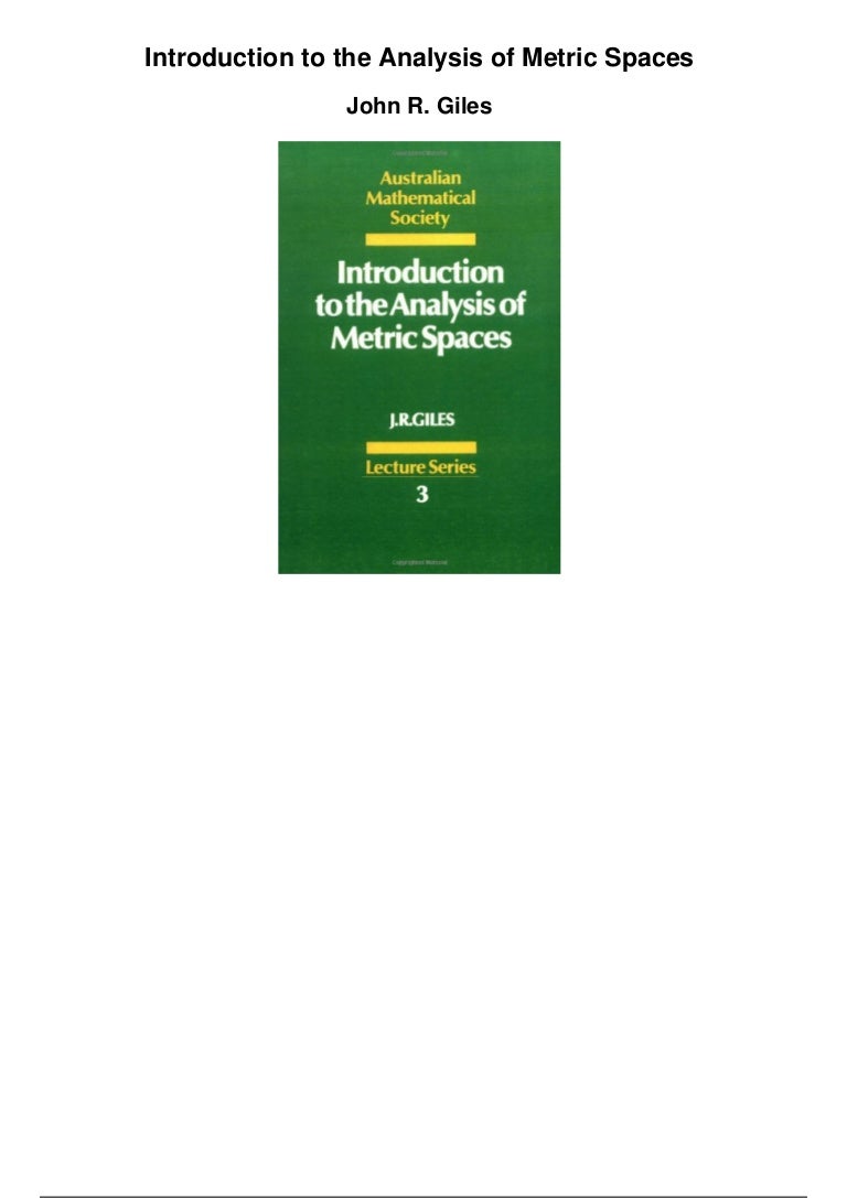 Introduction To The Analysis Of Metric Spaces Pdf