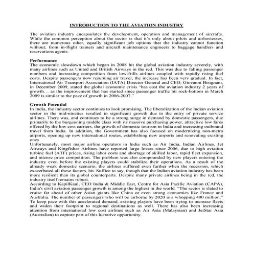 Introduction to the aviation industry