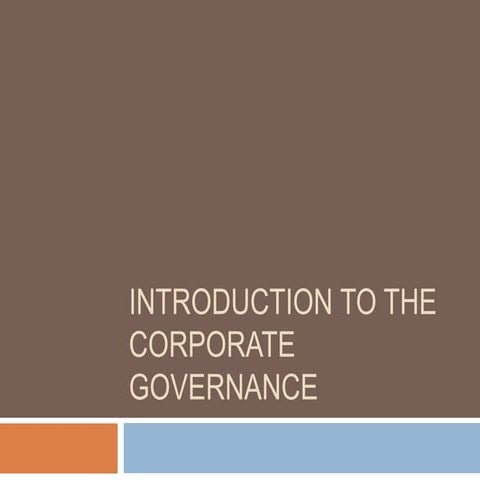 Introduction to the corporate governance