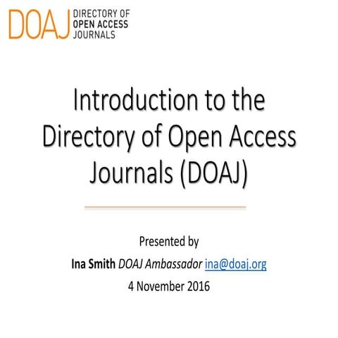 Introduction to the Directory of Open Access Journals