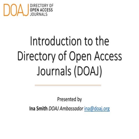 Introduction to the Directory of Open Access Journals