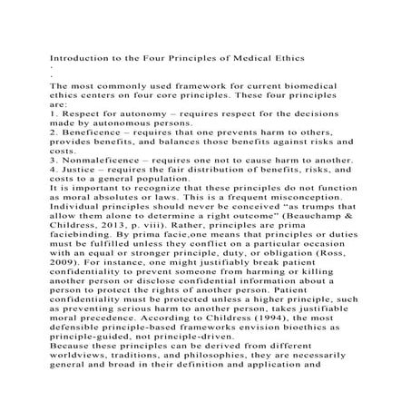 Introduction to the Four Principles of Medical Ethics· · The.docx
