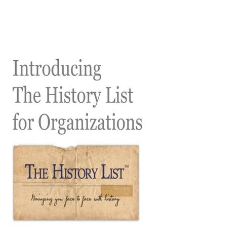Introducing The History List (www.TheHistoryList.com)