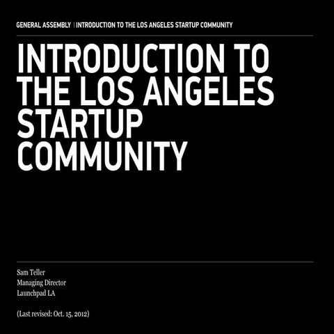 Introduction to the Los Angeles Startup Community