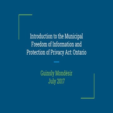 Introduction to the municipal freedom of information and protection of privac...