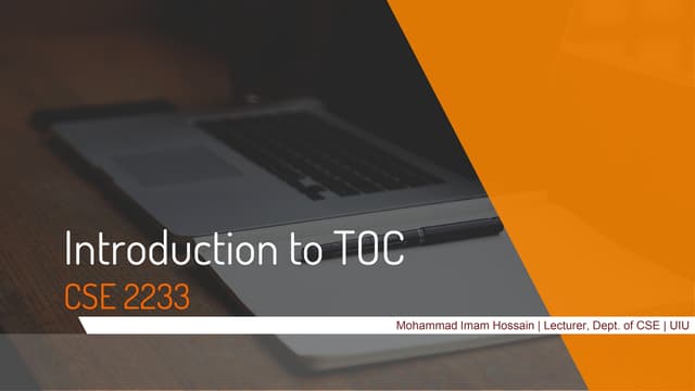 TOC 1 | Introduction to Theory of Computation