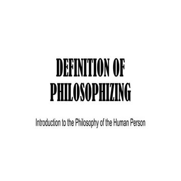 Introduction to the Philosophy of the Human Person - Definition of Philosophi...