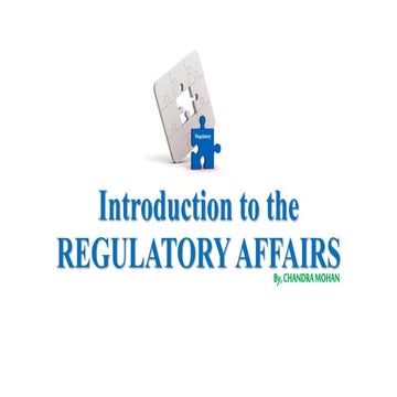 Introduction to the regulatory affairs