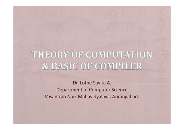 Introduction to toc and compiler