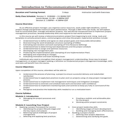 Introduction to tpm course syllabus | PDF