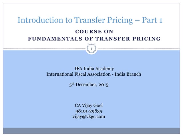 Introduction to transfer pricing
