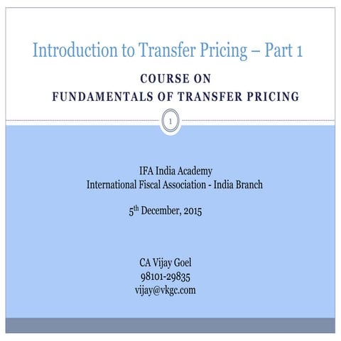 Introduction to transfer pricing