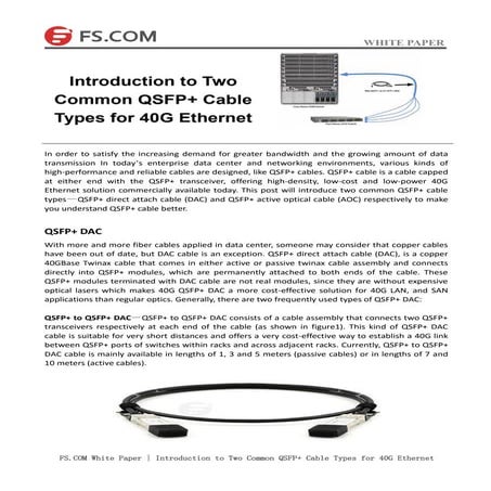 Introduction to two common qsfp+ cable types for 40 g ethernet