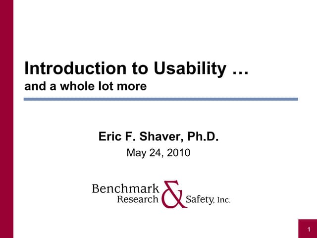 Introduction to Usability